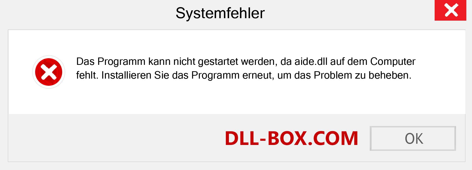 aide.dll-Datei fehlt?. Download für Windows 7, 8, 10 - Fix aide dll Missing Error unter Windows, Fotos, Bildern