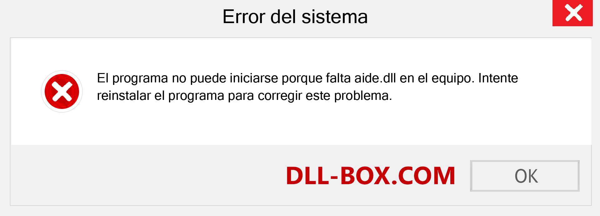 ¿Falta el archivo aide.dll ?. Descargar para Windows 7, 8, 10 - Corregir aide dll Missing Error en Windows, fotos, imágenes