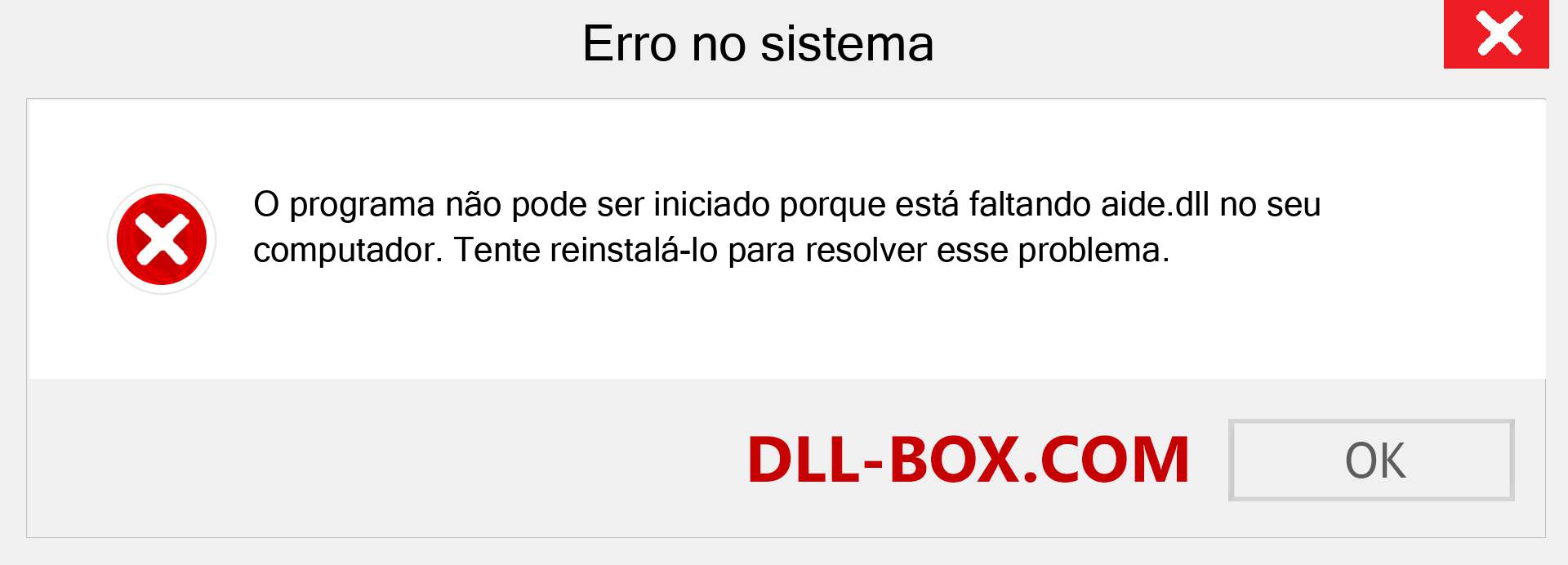 Arquivo aide.dll ausente ?. Download para Windows 7, 8, 10 - Correção de erro ausente aide dll no Windows, fotos, imagens